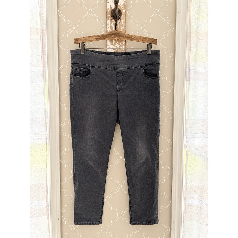 Gloria Vanderbilt Amanda Pull On High Rise Straight Leg Jeans Gray 18W